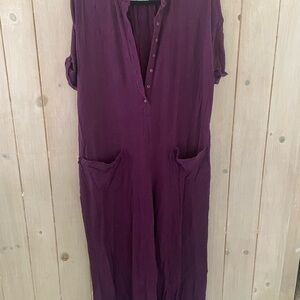 Free People My Go To Jumpsuit Burgundy sz Small